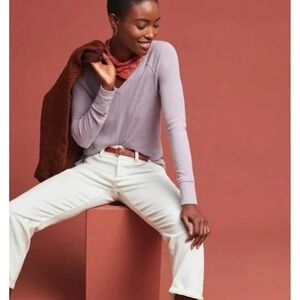 Maeve Anthropologie Waffle Knit Shirt Oversized Large Purple Lavender